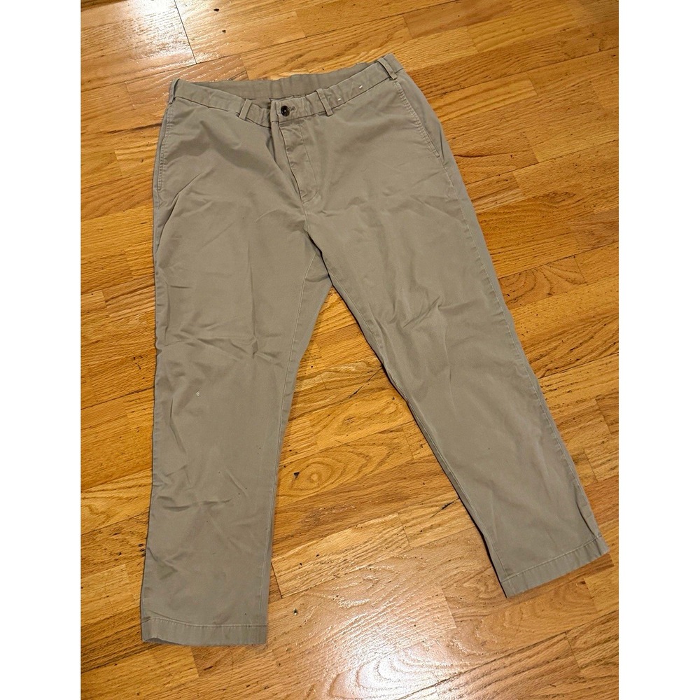 Uniqlo Women's Beige Chino Pants Twill Slim Flat Front Tapered Drawstring